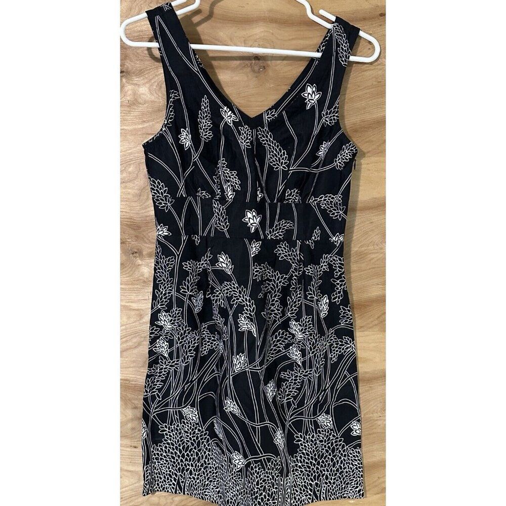 Tori Richard Honolulu Dress SZ 2 Tropical Hawaiian Black Floral Print Hops